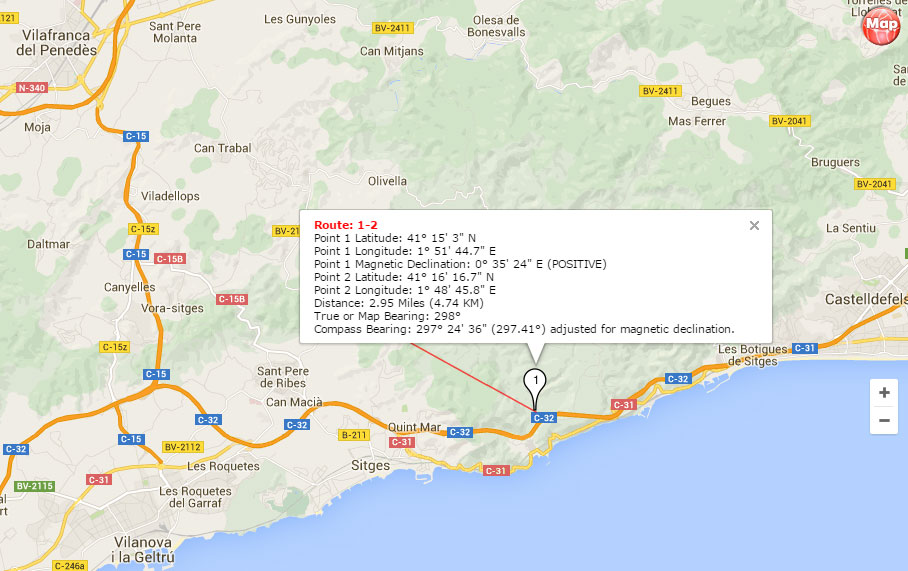 Set Compass Google Map route  information