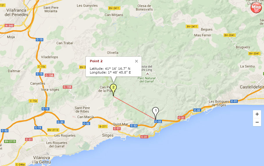 Coordinates for the last route marker
